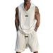 Men's Clothing Spring And Summer New Casual Men's Hooded Loose Sleeveless Tops Sports Shorts Two Piece Suit_viptrois.com