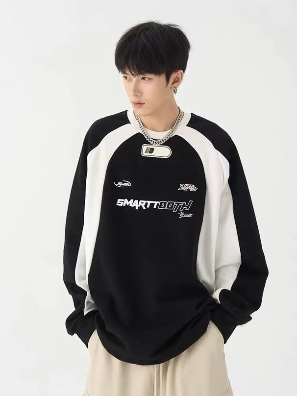 Vintage Streetwear Hoodie Unisex Oversized Long Sleeve Pullover With Contrast Panels – Casual Loungewear For Men & Women_viptrois.com