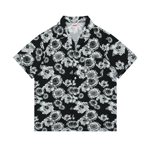 Beach Vacation Leisure Print Cuban Collar Tropical Style Flower Short Sleeved Ice Silk Quick Drying Shirt Trendy Brand 06C_viptrois.com