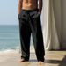 Summer Men's Breathable Cotton And Linen Trousers Loose Casual Sports Straight Pants_viptrois.com