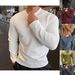 Men's European Knit Sweater – Long Sleeve Crewneck Pullover (Black/White/Khaki/Bluish/Iron Gray/Red/Matcha, M-3XL)_viptrois.com