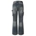Men's Clothing Exclusive Washed Blue Vintage Jeans Men's Street Stitching Multi Pocket Hem Split Buckle Straight Trousers_viptrois.com