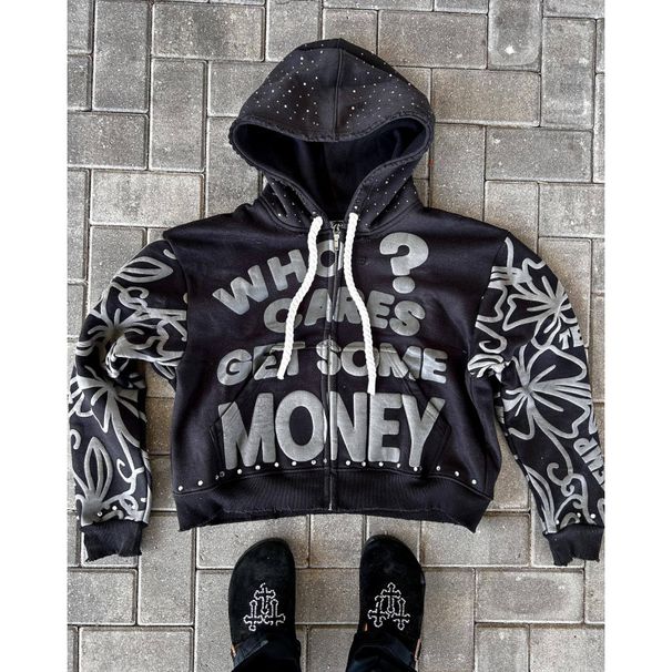 3D Graphic Zip-Up Hoodie – Unisex Oversized Streetwear Pullover (S-3XL, 90% Polyester, Black/Red/Gray, Harajuku Style)_viptrois.com