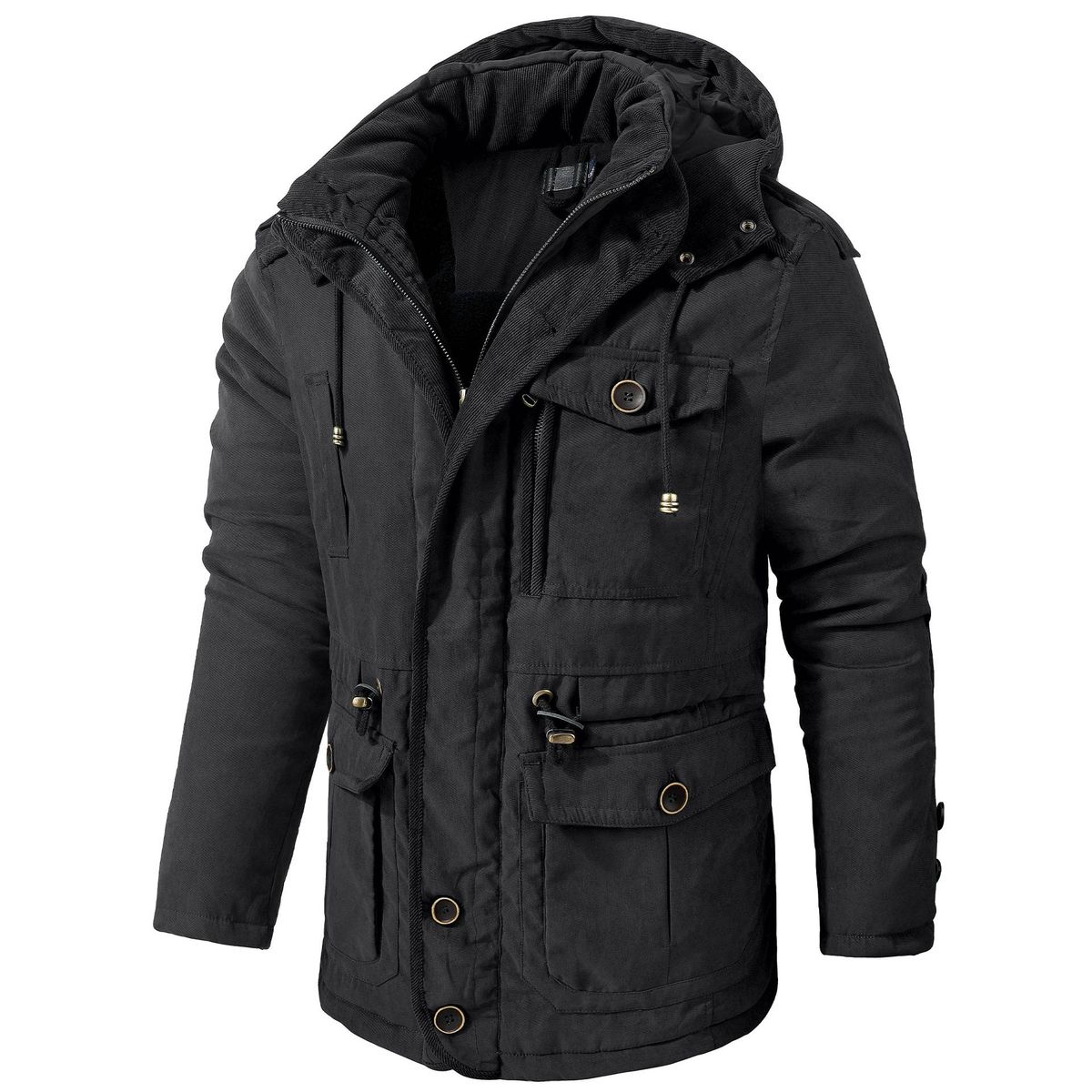Men's Large-sized Mid-length Cotton-padded Jacket With Fleece And Thickening, A Warm Cotton-padded Jacket For Outdoor Use In Sub-zero Temperatures_viptrois.com