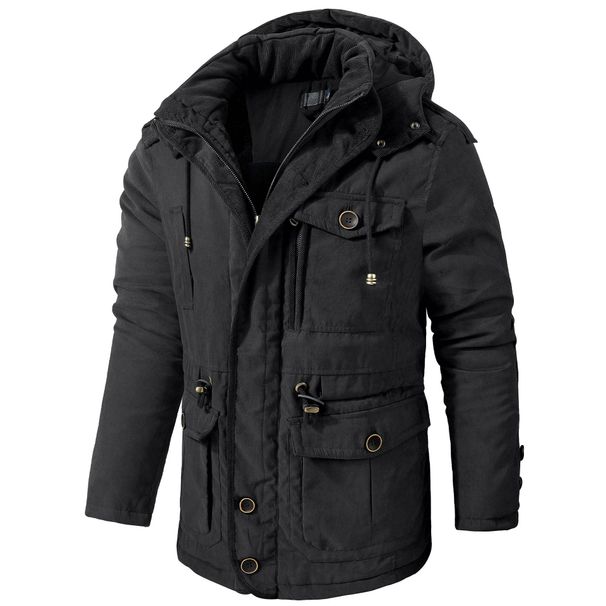 Men's Large-sized Mid-length Cotton-padded Jacket With Fleece And Thickening, A Warm Cotton-padded Jacket For Outdoor Use In Sub-zero Temperatures_viptrois.com