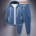 Men’s Twill Bomber Jacket & Work Pants Set – Heavyweight Hooded Zip-Up For Fall/Winter (Black/Grey/Navy, Streetwear-Ready)_viptrois.com