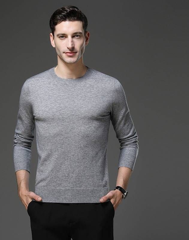 Men's V-Neck Wool Sweater – Autumn-Winter Thermal Knit Pullover (Winter Green/Flower Camel/Night Blue/Black, M-XXXL, Casual Layering Essential)_viptrois.com