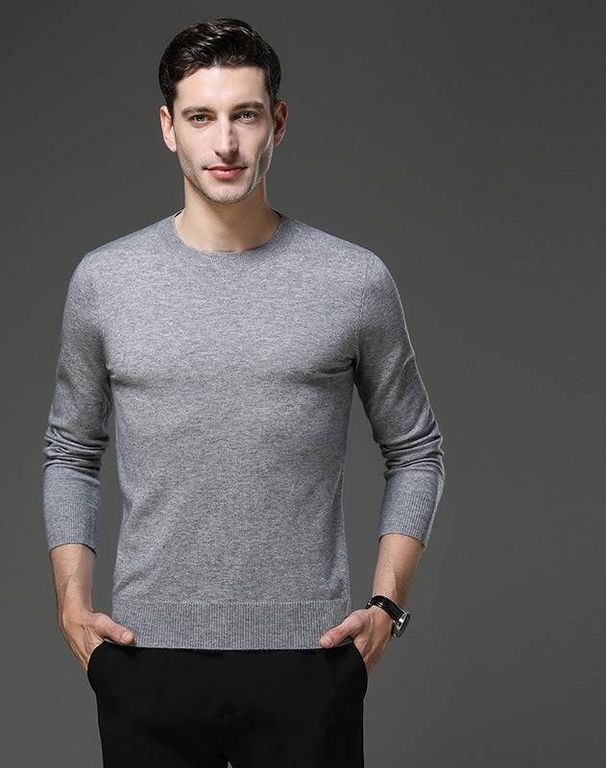 Men's V-Neck Wool Sweater – Autumn-Winter Thermal Knit Pullover (Winter Green/Flower Camel/Night Blue/Black, M-XXXL, Casual Layering Essential)_viptrois.com
