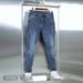 Men's Stretch Lycra Twill Jeans Slim Straight Leg Comfortable Elastic Casual Trousers Slim Straight-Leg Silhouette_viptrois.com