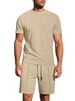 Men's Summer Jacquard Short-Sleeve Shirt & Shorts Set – Loose-Fit Breathable Athletic Outfit (Solid Color Casual Wear)_viptrois.com