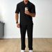 Men's Clothing Spring And Summer Fashion Casual Polo Short Sleeved Shirt And Trousers Two Piece Men's Suit_viptrois.com