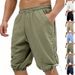 Men's Linen Blend Drawstring Shorts - Hawaiian Streetwear Style Casual Knee-Length Shorts With Side Pockets - Relaxed Fit Breathable Summer Shorts_viptrois.com
