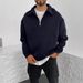 Men's Half-Zip Fleece Pullover Hoodie With Stand Collar, Lightweight Thermal Jacket For Fall & Winter, Casual Streetwear (Grey/Black/Khaki/Burgundy)_viptrois.com