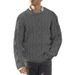 Loom 2024 Autumn Winter Cable Knit Sweater European American Solid Color Round Neck Long Sleeve Knitwear Export Large Size_viptrois.com