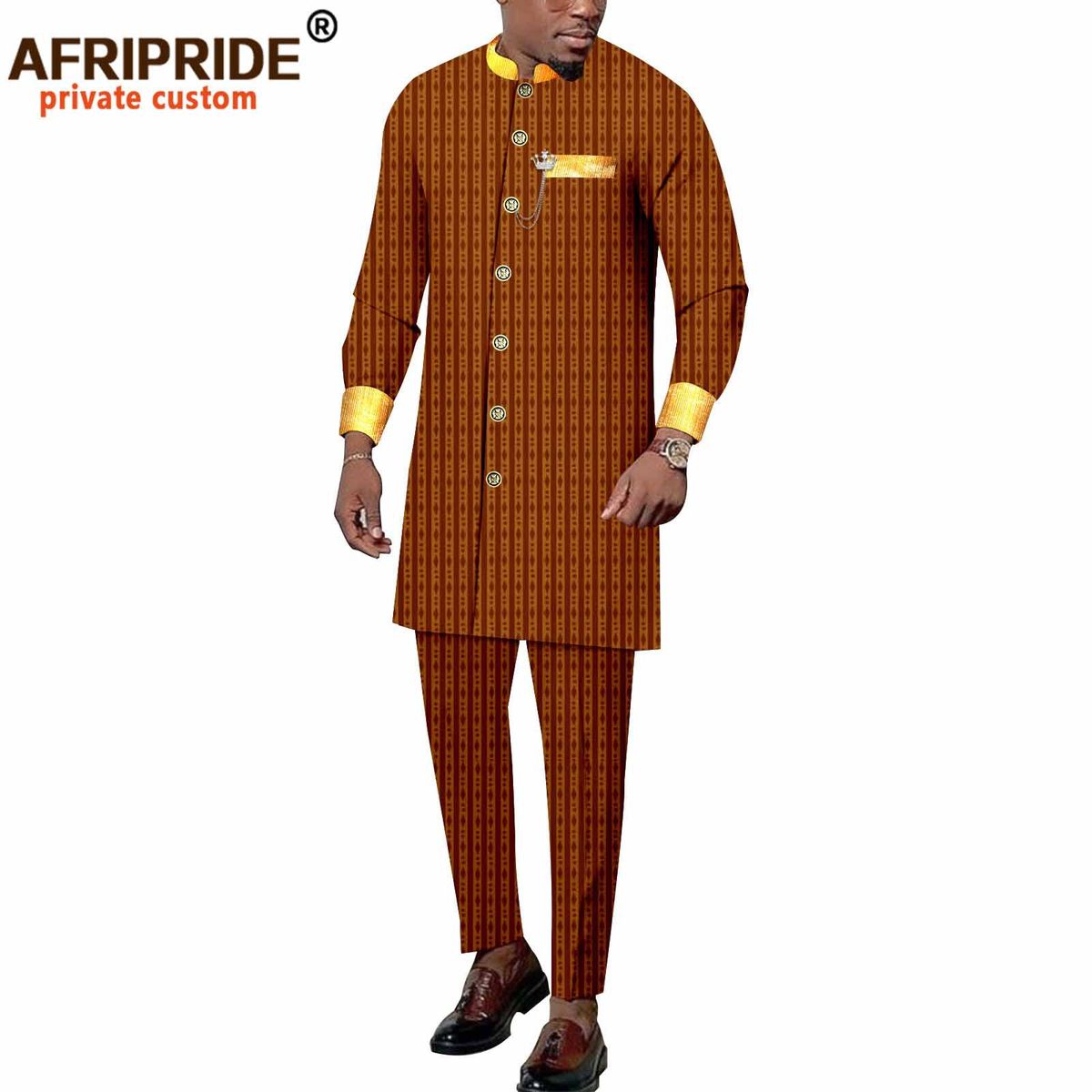 Men's clothing African national batik cotton men's casual two piece set_viptrois.com