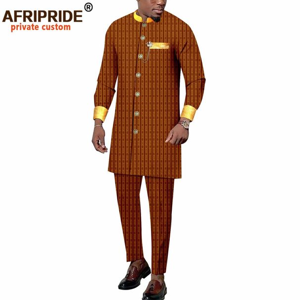 Men's clothing African national batik cotton men's casual two piece set_viptrois.com