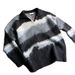 Men's V-Neck Stripe Knit Sweater - Relaxed Fit Casual Pullover With Contrast Color Design For Autumn & Winter_viptrois.com