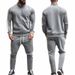 Men's 2-Piece Casual Sportswear Set With Contrast Zipper Stand Collar Jacket & Long Pants_viptrois.com