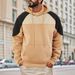 Men’s Color-Block Hooded Sweatshirt – Trendy Pullover With Contrast Panels & Relaxed Fit (Light Gray/Black/Khaki/Navy)_viptrois.com