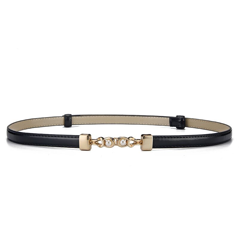 Genuine leather women's belt simple cowhide black fashion decoration with dress outer wear waist thin belt trendy_viptrois.com