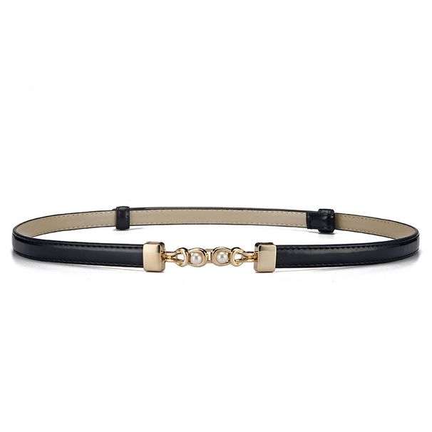 Genuine leather women's belt simple cowhide black fashion decoration with dress outer wear waist thin belt trendy_viptrois.com