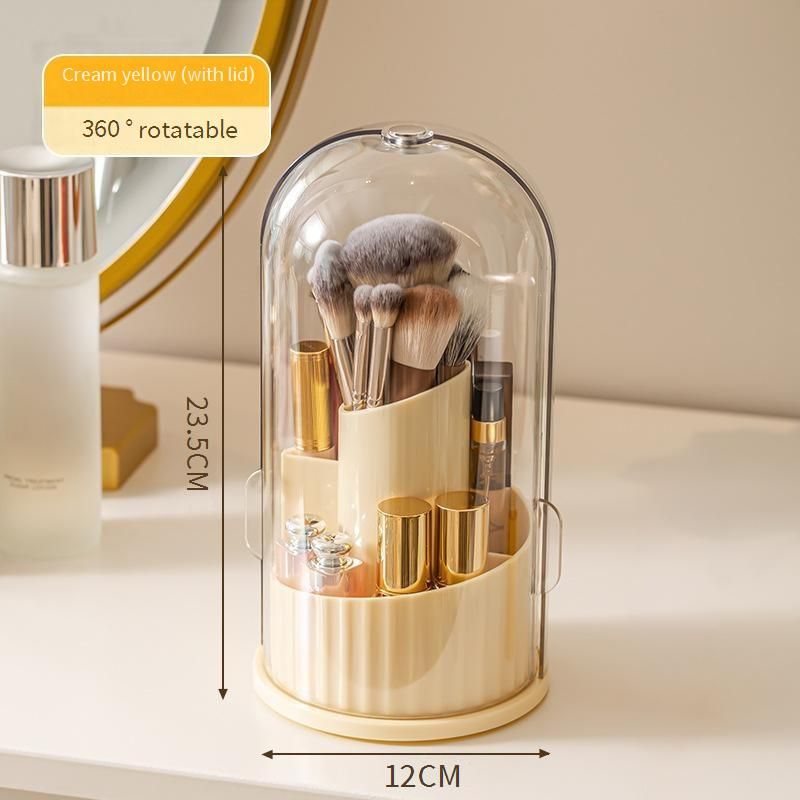 Makeup Tools & Accessories Storage Tube Rotating Dust Proof Dressing Table Cosmetics Storage Box With Lid Lipstick Rack Desktop Pen Holder_viptrois.com