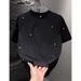 Heart-shaped Embroidered T-shirt, Men's Short-sleeved, Summer Trendy Brand, Elastic, Slimming And Versatile T-shirt_viptrois.com