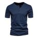 Men's Men's V-neck Short-sleeved T-shirt, Casual And Slim-fitting Sport, Henry Shirt, Solid-color T-shirt For Men_viptrois.com
