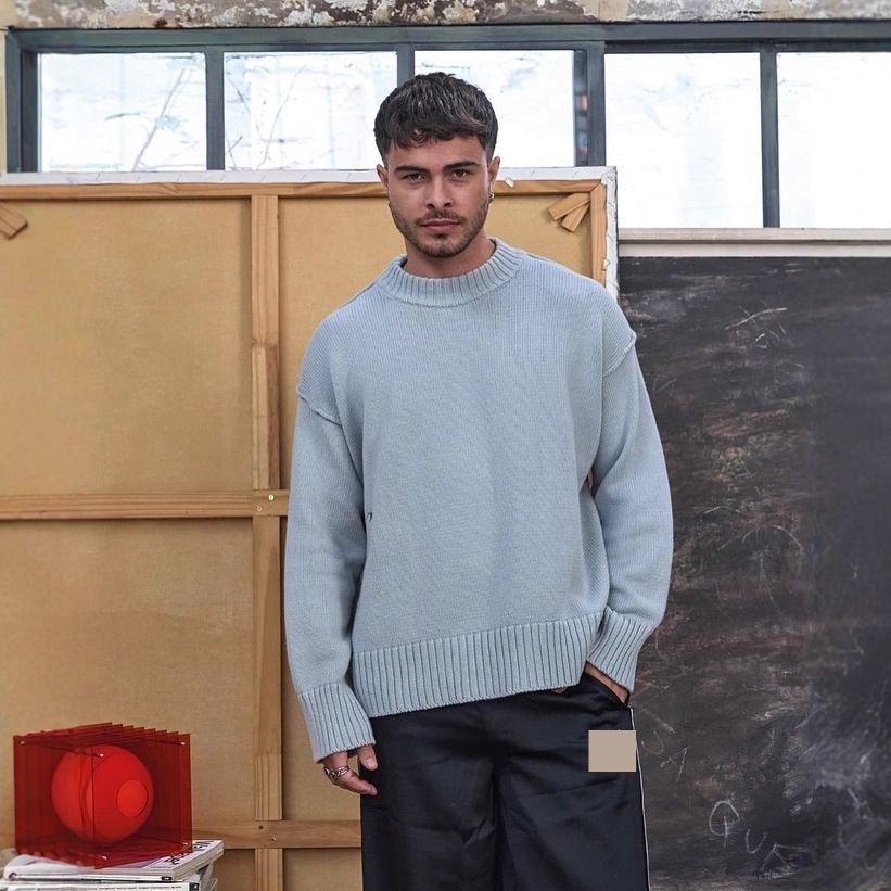 Unisex Winter Casual Knit Sweater With Seagull Embroidery - Relaxed Fit, 3D Design, Breathable Viscose Fabric_viptrois.com
