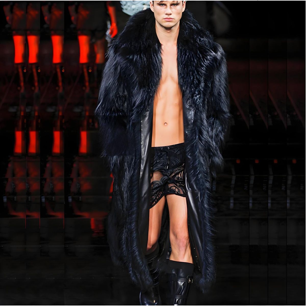 Men’s Faux Fur Long Coat – Winter Fashion Jacket With Fox & Mink-Like Texture, Oversized Streetwear Outerwear (9 Sizes, Black, Relaxed Fit)_viptrois.com