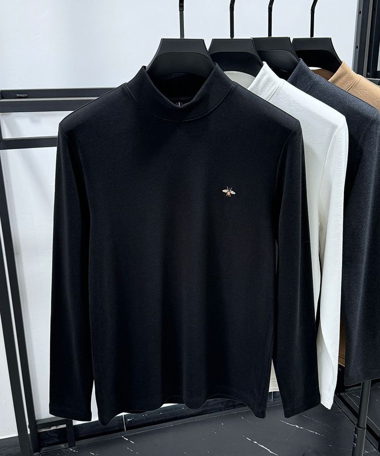 Premium Double-Layer Fleece Sweatshirt For Men – Slim-Fit Thermal Base Layer With Brushed Micro Velvet Interior, Semi-Turtleneck Winter Pullover_viptrois.com