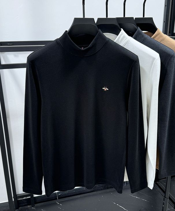 Premium Double-Layer Fleece Sweatshirt For Men – Slim-Fit Thermal Base Layer With Brushed Micro Velvet Interior, Semi-Turtleneck Winter Pullover_viptrois.com