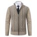 Men's Clothing Men's Fleece-Lined Stand Collar Cardigan - Winter Knit Jacket (Beige/Light Grey/Dark Grey, M-3XL)_viptrois.com