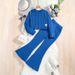 Girls Knitted Suits Children's Clothing Spring New Models Children's Striped Long Sleeved Tops Flared Pants Two Piece Suit_viptrois.com