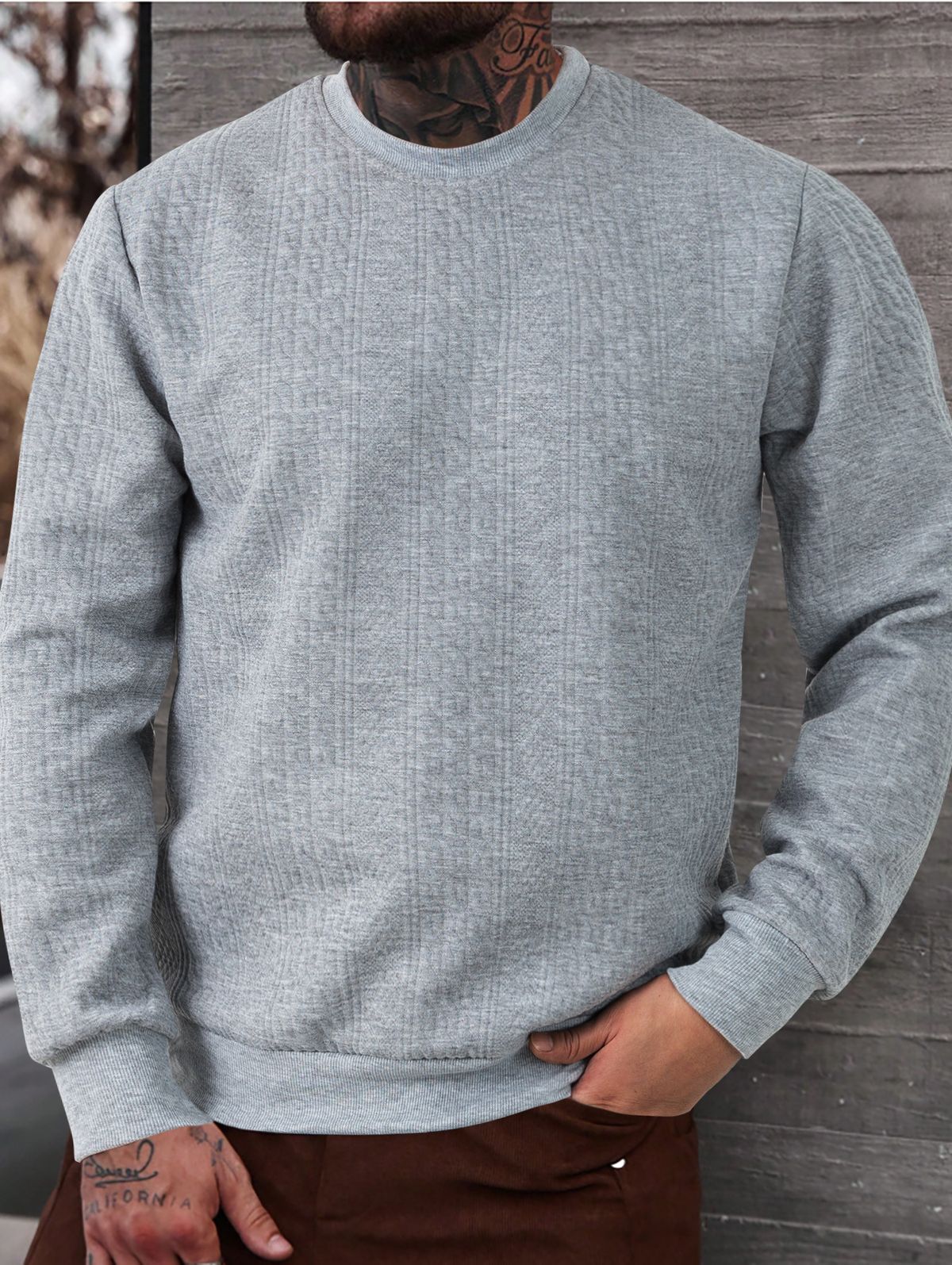 Men's Jacquard Knit Sweater – Casual Long-Sleeve Pullover With Ribbed Hem, Lightweight & Breathable For Fall Outfits_viptrois.com