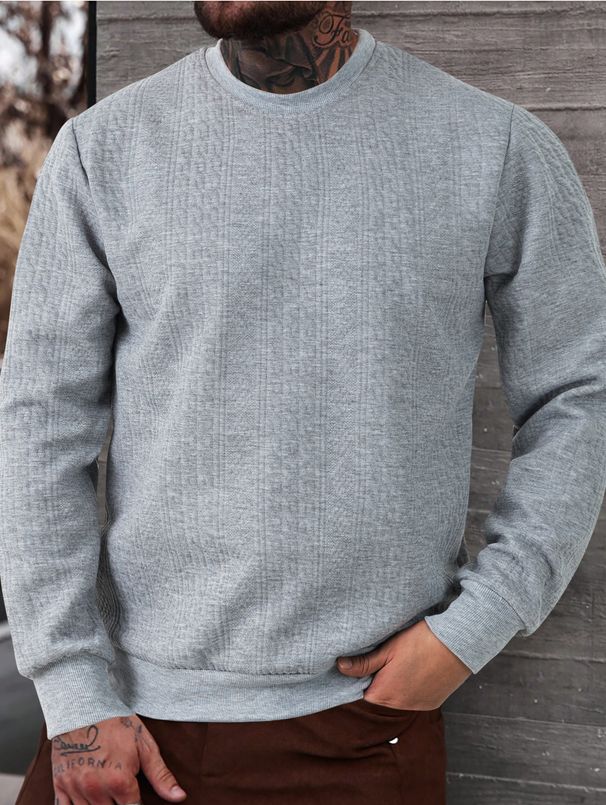 Men's Jacquard Knit Sweater – Casual Long-Sleeve Pullover With Ribbed Hem, Lightweight & Breathable For Fall Outfits_viptrois.com