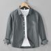 Classic Pure Cotton Basic Casual Long Sleeved Shirt For Men's Versatile Top_viptrois.com