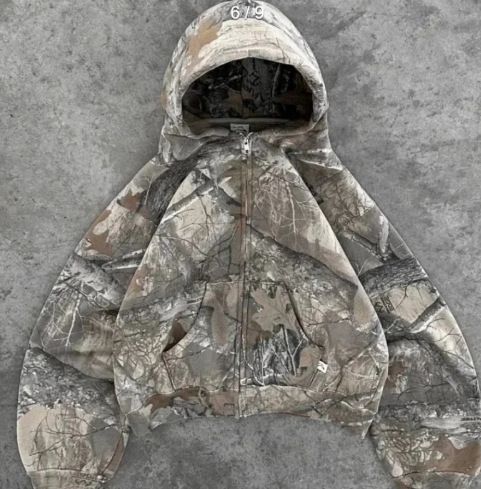 Loom Style Printed Cross-Border Couple Hip-Hop Retro Camouflage European And American Pullover Streetwear Women's Hoodie_viptrois.com