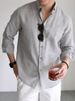 Men's Clothing Cotton And Linen Work Shirt Men's Breathable Slim Fit Long Sleeve Business Casual Commuter Shirt Linen Sunscreen Cardigan Thin_viptrois.com
