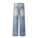 Men's Clothing American High Street Washed Gradient Denim Trousers Men's Distressed Loose Daddy Pants Versatile Casual Wide Leg Straight Pants_viptrois.com