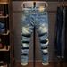 Men's Clothing New Nostalgic Jeans Men's Slim Straight Elastic Casual Trousers Men's Skinny Pants_viptrois.com