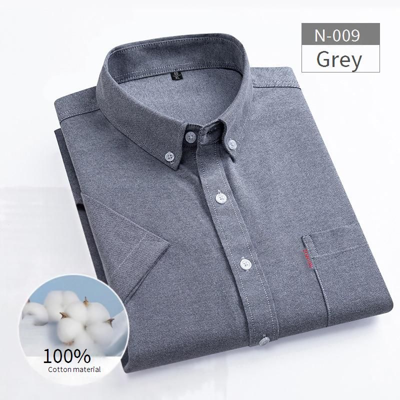 Men's Breathable Oxford Cotton Short Sleeve Shirt - Wrinkle-Free, Lightweight & Comfortable For Business Casual & Everyday Wear_viptrois.com