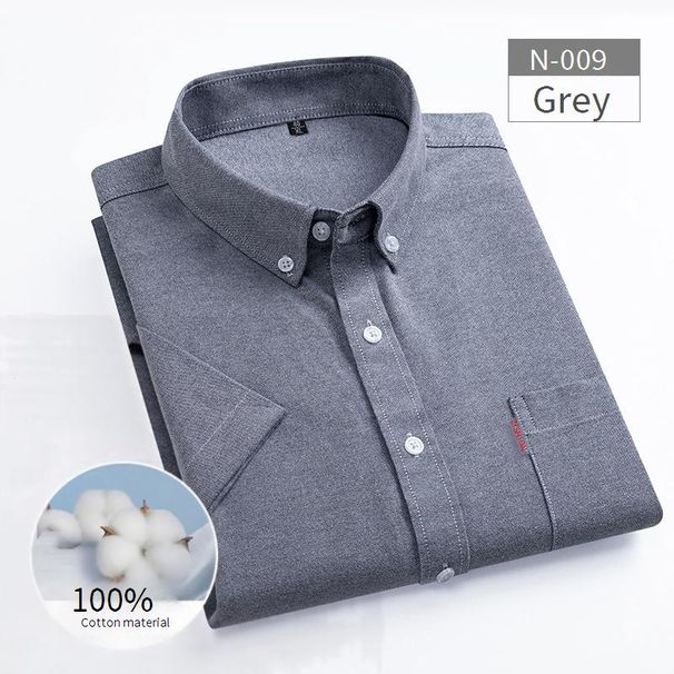 Men's Breathable Oxford Cotton Short Sleeve Shirt - Wrinkle-Free, Lightweight & Comfortable For Business Casual & Everyday Wear_viptrois.com