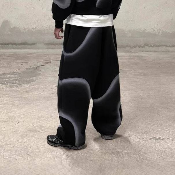 Streetwear Unisex Hoodie With Futuristic Geometric Print - Oversized Fit, Soft Polyester Fabric, Trendy Urban Style (Black)_viptrois.com