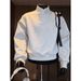 "Men's Retro Half-Zip Sweatshirt – Minimalist Japanese Style Loose Fit Pullover For Autumn"_viptrois.com