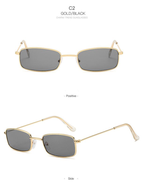 Square Small Metal Thin Frame Sunglasses Women's Colorful Ocean Film Glasses_viptrois.com