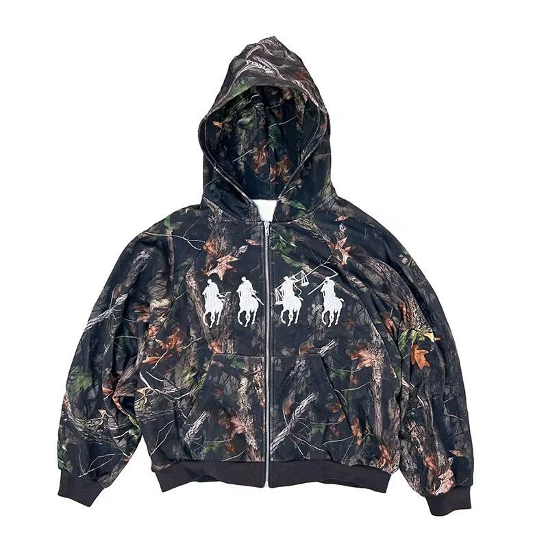 Unisex Camo Print Hooded Zip-Up Sweatshirt – Oversized Streetwear Pullover For Men & Women_viptrois.com