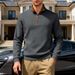 Men's Winter Quarter-Zip Fleece Sweatshirt With Stand Collar, Casual & Business Loungewear, Long Sleeve Pullover (Army Green, Black)_viptrois.com