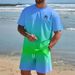 Men's Gradient Print Short Sleeve T-Shirt And Shorts Set, Summer Casual Streetwear Outfit, Soft Breathable Polyester Blend, Multiple Colors_viptrois.com