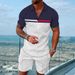 Men's Clothing Summer New Jacquard Men's Half Placket Zipper Top Shorts Casual Sports Suit_viptrois.com